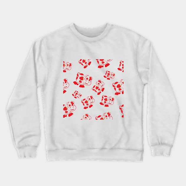 funny strawberry cow seamless pattern Crewneck Sweatshirt by star trek fanart and more